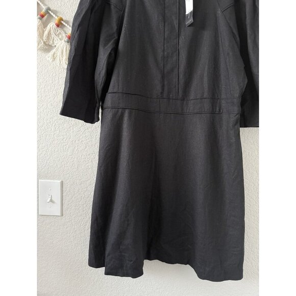 Banana Republic Linen Blend Black Puff Sleeve Mini Aline Dress Careerwear NWT 18 - Picture 10 of 10